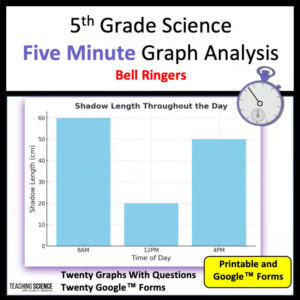 5th Grade Science Bell Ringers 5 minute Graphs and Data No Grading Warmups