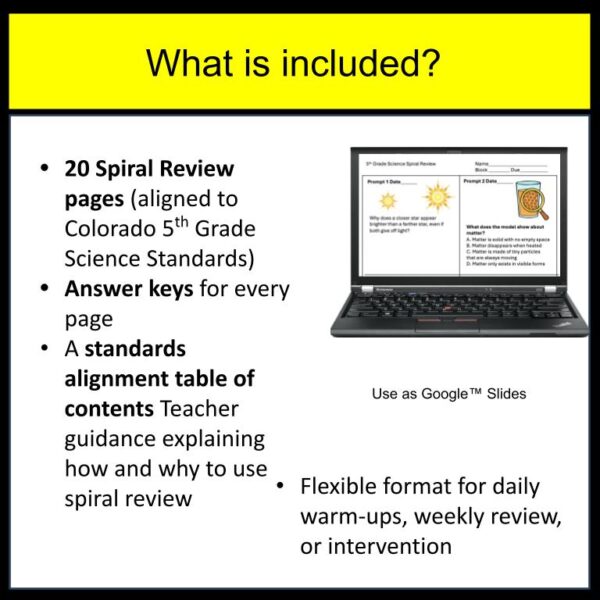 5th Grade CMAS Test Prep & Science Spiral Review