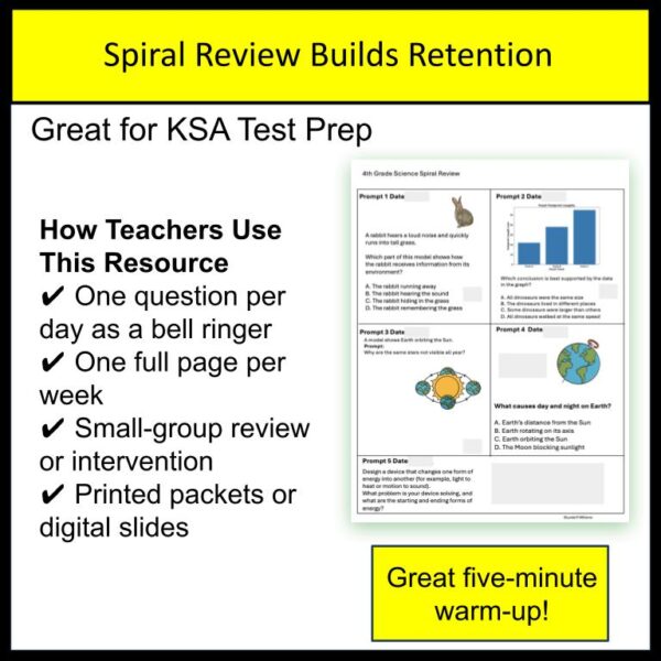KSA Test Prep and 4th Grade Kentucky Science Spiral Review
