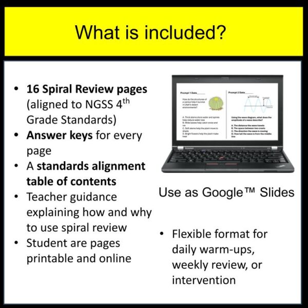 4th Grade NGSS Test Prep Science Spiral Review