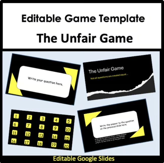 The Unfair Game Editable Template